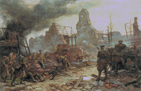 The taking of Neuve-Chapelle (Pas-de-Calais) by the British, 10 March 1915 Oil on canvas by Jean-Jacques Berne-Bellecour (1874-1939), 1916. NAM. 2002-07-357-1 Out of Copyright.