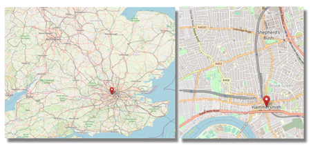 Hammersmith, London in the south east of England (cc OpenStreetMap)