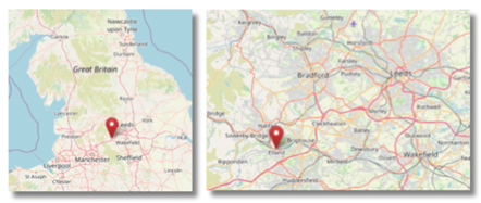 Location of Elland, near Leeds, Yorkshire (cc OpenStreetMap)