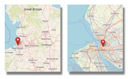 Everton, Liverpool in the north west of England (cc OpenStreetMap)