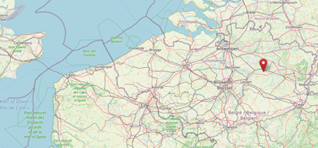 Location of Scherpenheuvel, Flemish Brabant, Belgium (cc OpenStreetMap)