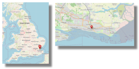 Location of Southend on Sea in the south east of England (cc OpenStreetMap)