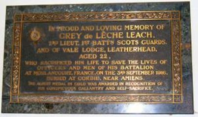 A Memorial Tablet To 2:Lt Leach