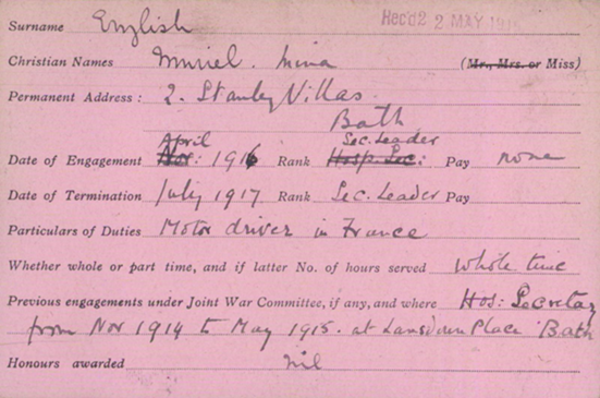Second British Red Cross Record For Muriel English