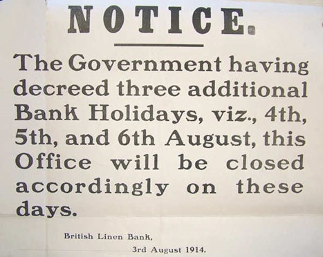 Notice Of Bank Holiday, British Linen Bank (Courtesy Of Lloyds Banking Group)