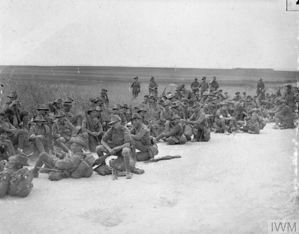 Men Of The 2Nd Australian Division Resting By The Roadside During The Battle Of Pozières Ridge