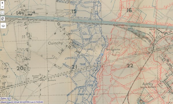 Trench Map Of Givenchy Cuinchy (Image – WFA 'Trenchmapper')