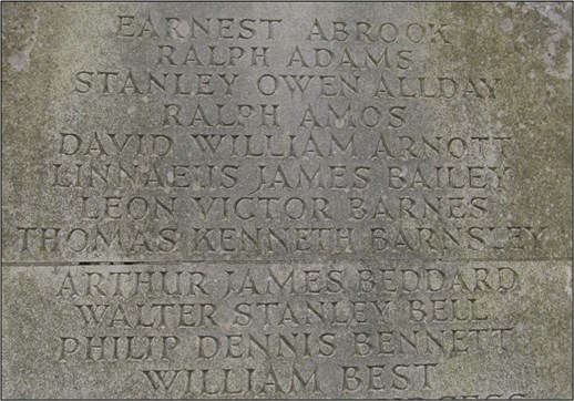The First Twelve Names On The St. Augustine’S Memorial