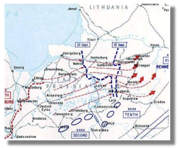 The battle of the Masurian Lakes in Sep 1914
