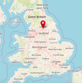 Location of Leeds in the north of England (cc OpenStreetMap)