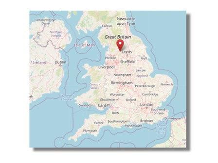 Location of Cononley in the north of England (cc OpenStreetMap)