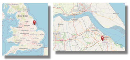 Location of Bradley in Yorkshire in the north east of England (cc OpenStreetMap)