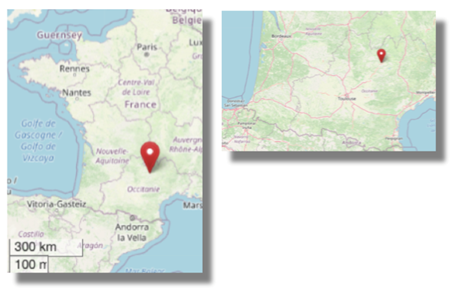 Location of Aveyron, in the south of France (cc OpenStreetMap)