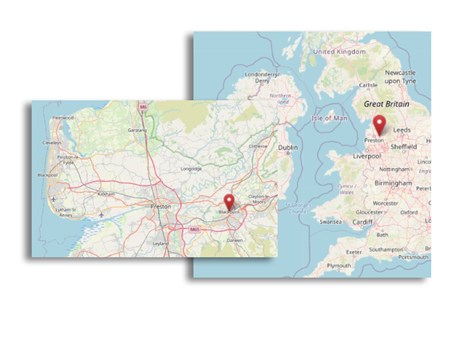 Location of Blackburn in the north west of England (cc OpenStreetMap)