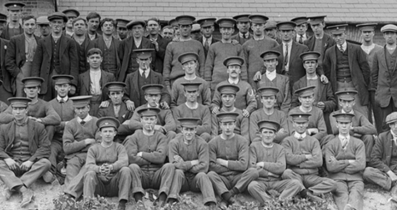 Cardiff Pals outside the old Workhouse, Lewes in September 1914 (c) Edward Reeves Photography 2022