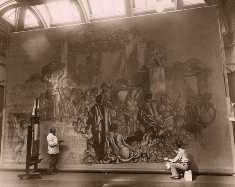 Frank Brangwyn (1867-1956): The artist working on the Rockefeller Murals, at The Brighton Pavillion Unmounted (ref: 9645)
