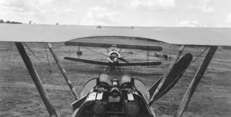 Pilot's view from the cockpit of a Camel, June 1918