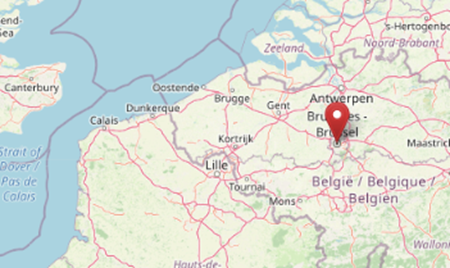 Location of Brussels in Belgium (cc OpenStreetMap)