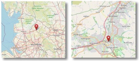 Location of Burnley in the north west of England (CC OpenStreetMap)