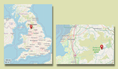 Location of Slaidburn, Yorkshire (cc OpenStreetMap)