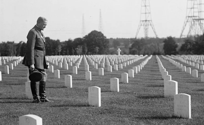 Gen. John "Black Jack" Pershing visits Arlington National Cemetery in 1925.
