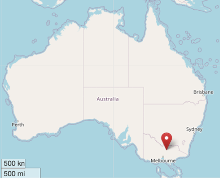 Location of Euroa, Victoria, Australia (cc OpenStreetMap)