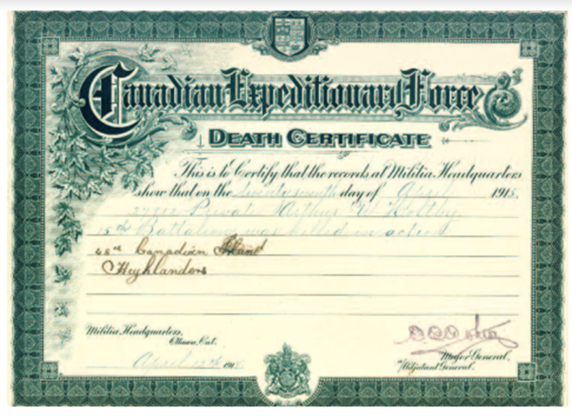 Canadian Death Certificate