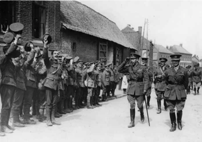 ‘Troops cheering the King’, from the Field Marshal Earl Haig Collection, National Library of Scotland (106) X.33013.