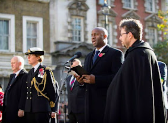Nick Bailey speaking at our Armistice Day Ceremony at the Cenotaph, Whitehall last year (11 November 2021)