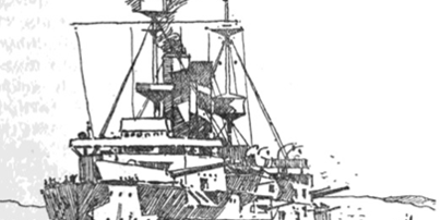 HMS Canopus Grounded In Stanley Harbour