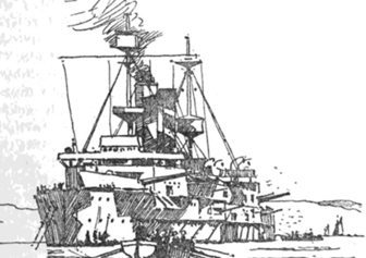 HMS Canopus Grounded In Stanley Harbour