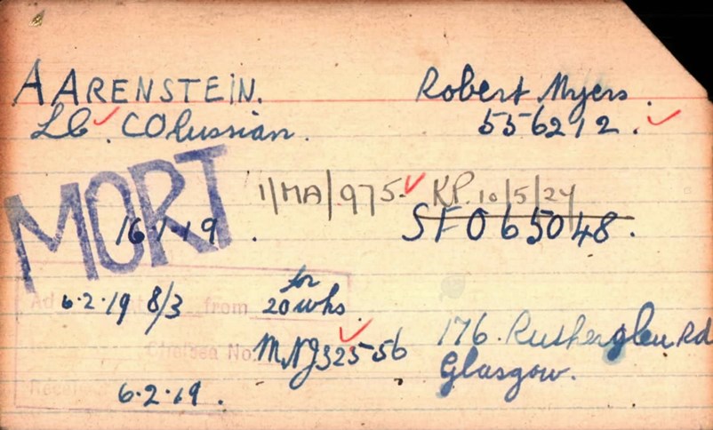 Robert Aarenstein 'Other Ranks Survived' Card