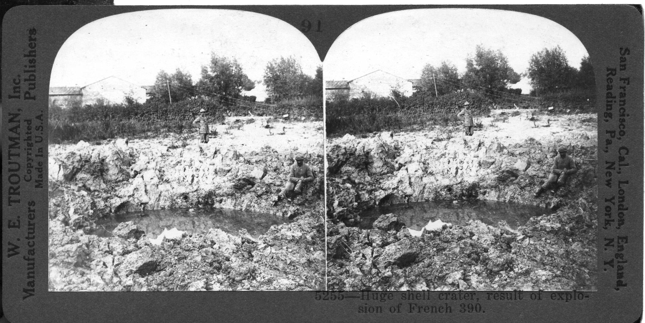 Huge shell crater, result of explosion of French 390