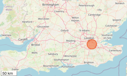 Location of Shortlands, Kent in the south east of England (cc OpenStreetMap)