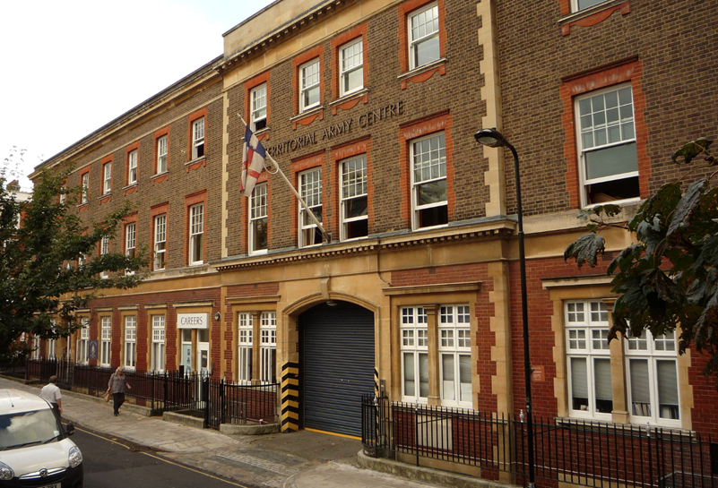 More details Opened as Artillery House in 1913 as headquarters of the 1st City of London Brigade, Royal Field Artillery and shared with the 1st (City of London) Battalion, London Regiment. CC BY-SA 3.0 Wikipedia