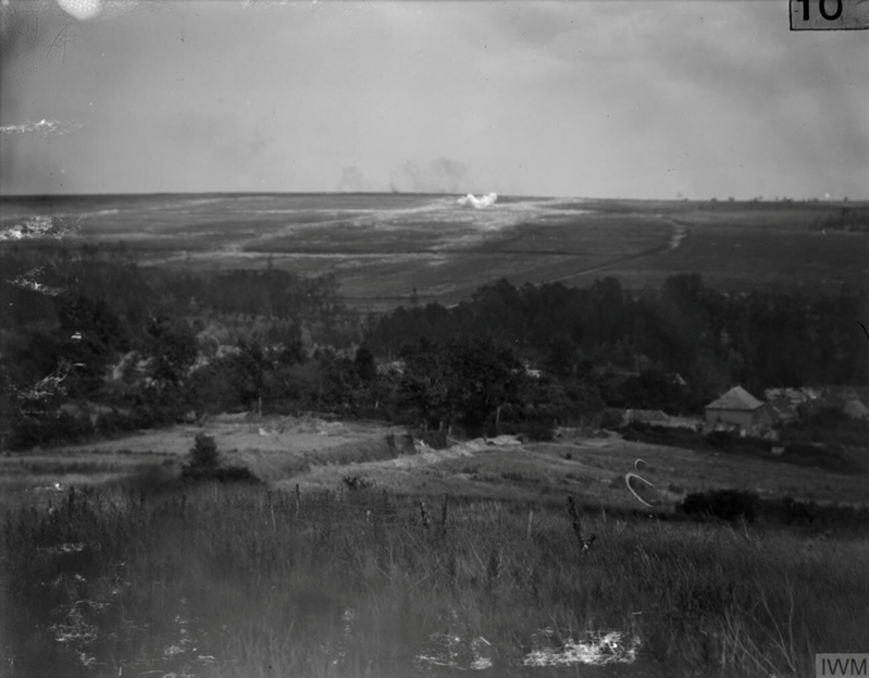 Battle of the Somme. British artillery bombarding the German trenches (Schwaben Redoubt), 1st July 1916. (c) IWM Q 10