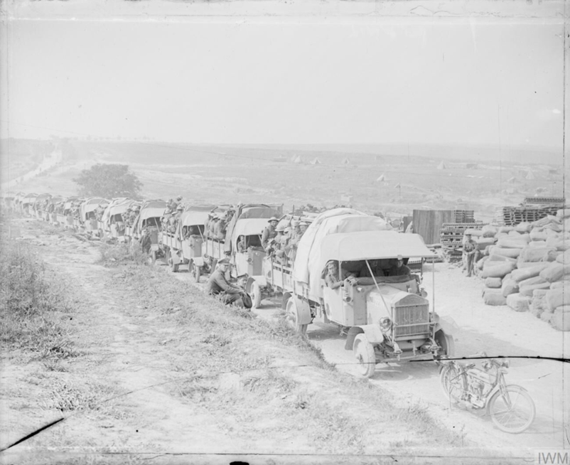 The trucks are 3 ton 4x2 Maudsley Rover. There were 1547 of this model in service during the war. (c) IWM Q 4201