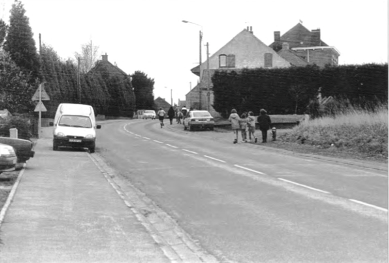 Looking north east along the Vieux-Berquin to Bailleul road from Outtersteene in 1999.