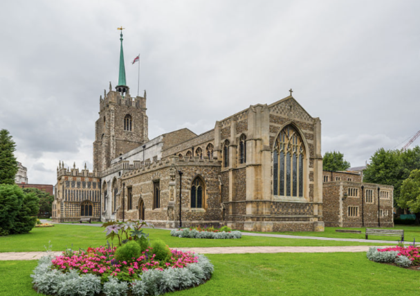 The exterior of Chelmsford Cathedral in Essex, England, viewed from the south-east. Dilliff CC BY-SA 2.0