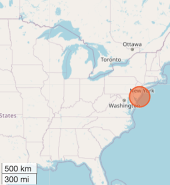 Location of Atlantic City on the north east seaboard of the USA (cc) OpenStreetMap