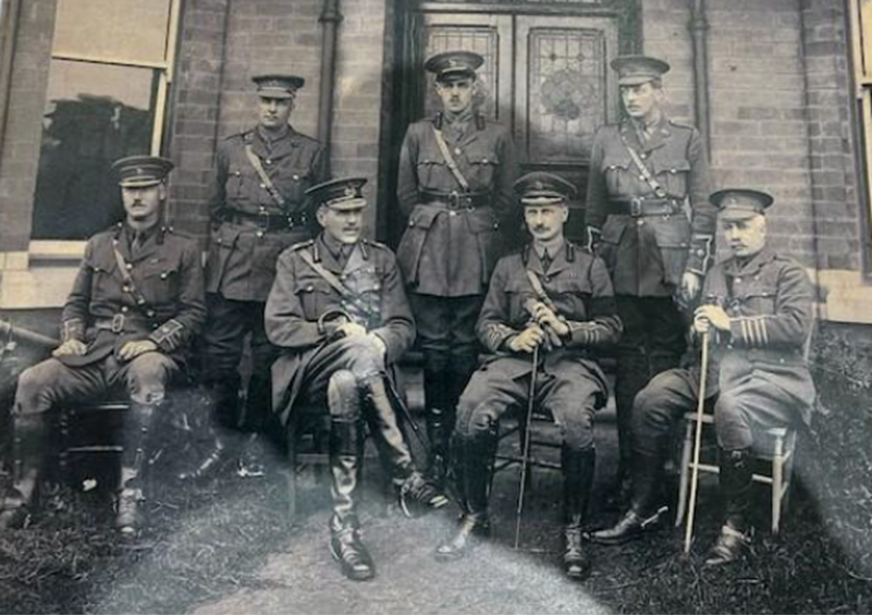 Major-General Philipps (Seated Second Left) & 38th Div Staff Colwyn Bay 1915. Pembroke Castle Archive.