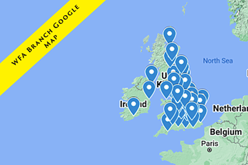 Google Map of UK, Ireland and of branches of The Western Front Association in Canada and Australia