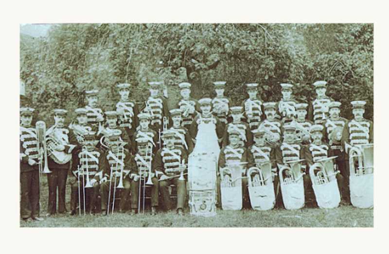 The Coventry City Salvation Army Band in the summer of 1904, Henry Nichols is on the back row 3rd individual from the right and his friend William Sherwin is on the back row third individual from the left
