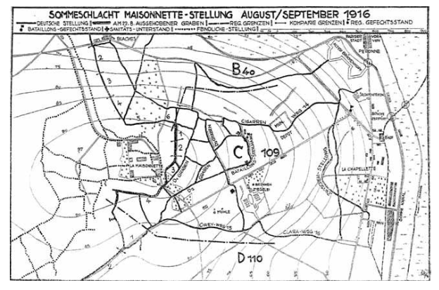 German positions around La Maisonette between August and September 1916