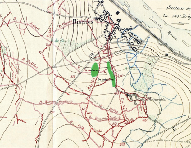French positions around Biaches and La Maisonette prior to the recapture of La Maisonette