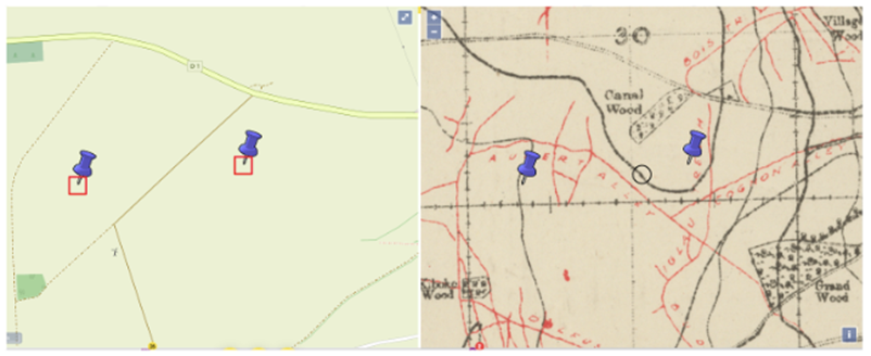 Regimental Aid Posts located at map coordinates 62C.H.30.D.3.2. and 62C.H.30.C.3.1.