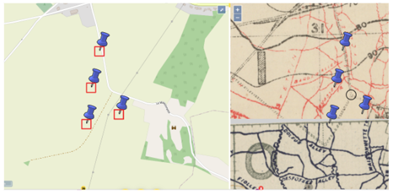 Location where men of The 1/6th Battalion, The Royal Warwickshire Regiment were buried following a German trench raid which took place on Sunday 4th February 1917