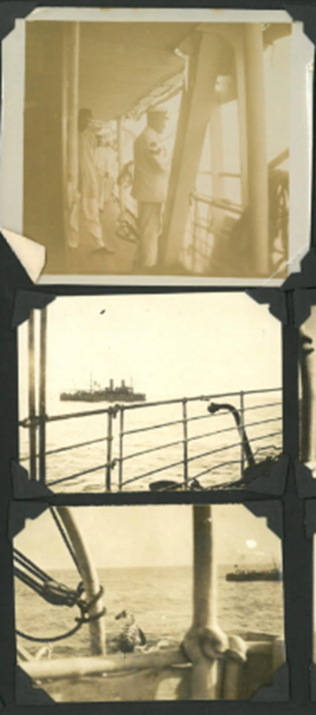 The Italian Destroyer Granatiere boards the British steamship ‘Tuna’ for inspection, suspecting it contains ‘contraband’. Photos from Blair's album.