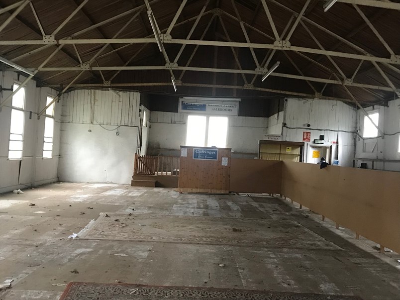 A sad looking interior of the main hut taken since the auction house moved out