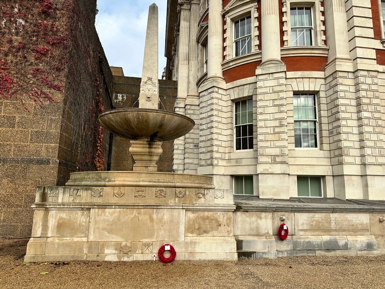 A Closer View Of The RND Memorial, Showing The Engraved Badges Of The Units Associated With This Division